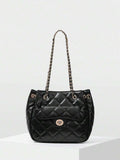 MATELASSÉ — Quilted Chain Shoulder Bag Black