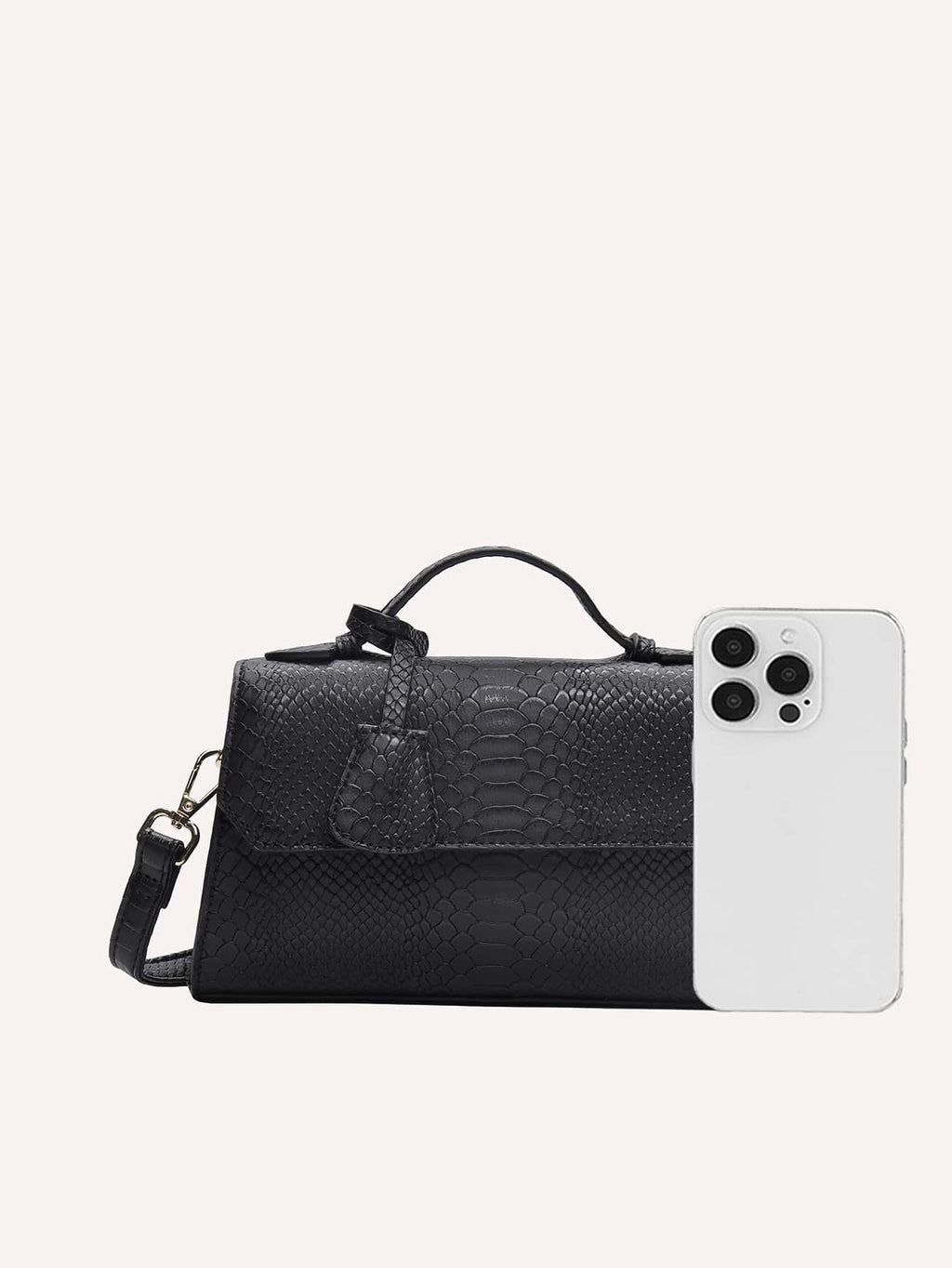 ÉCAILLE — Snake Texture Top Handle Bag