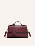 ÉCAILLE — Snake Texture Top Handle Bag Burgundy