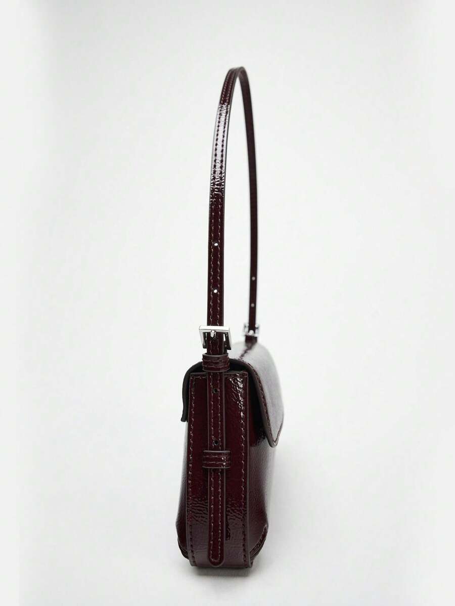 LAQUE — Glossy Patent Baguette Shoulder Bag