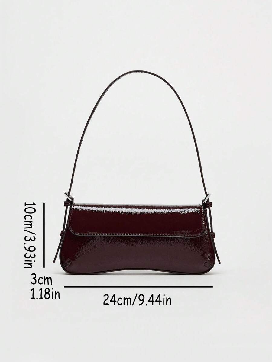 LAQUE — Glossy Patent Baguette Shoulder Bag