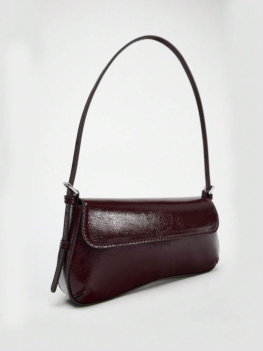 LAQUE — Glossy Patent Baguette Shoulder Bag