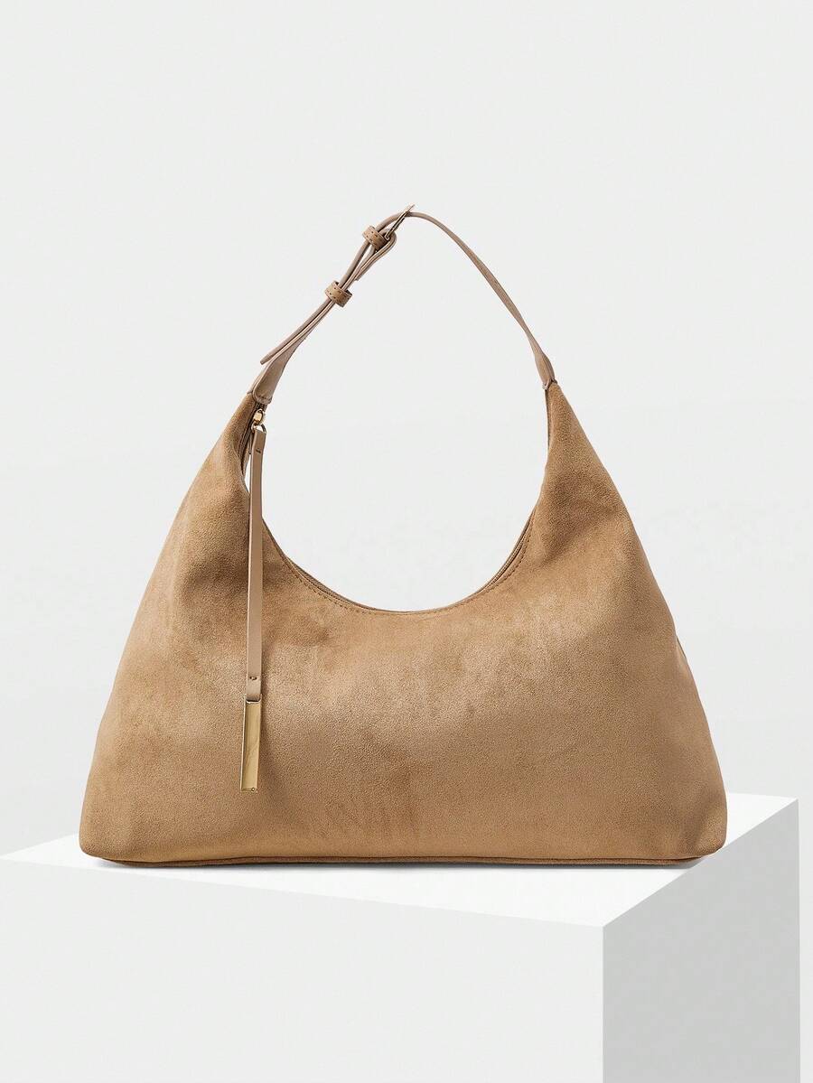 DUNE — Oversized Suede Hobo Bag Apricot