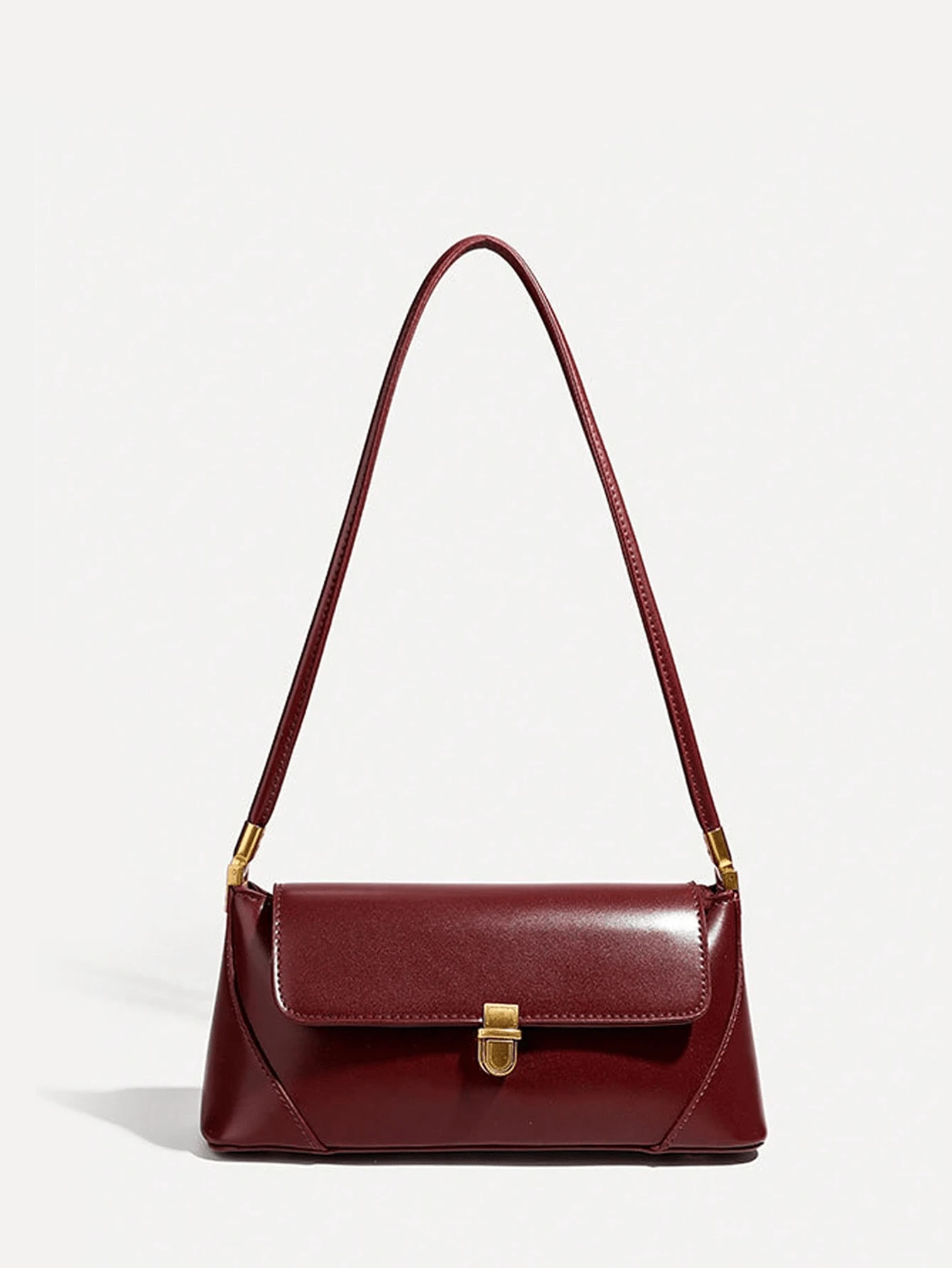 LOQUET — Retro Flap Baguette Bag Burgundy