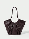 VOLANT — Ruffle Shoulder Tote Bag Red Violet