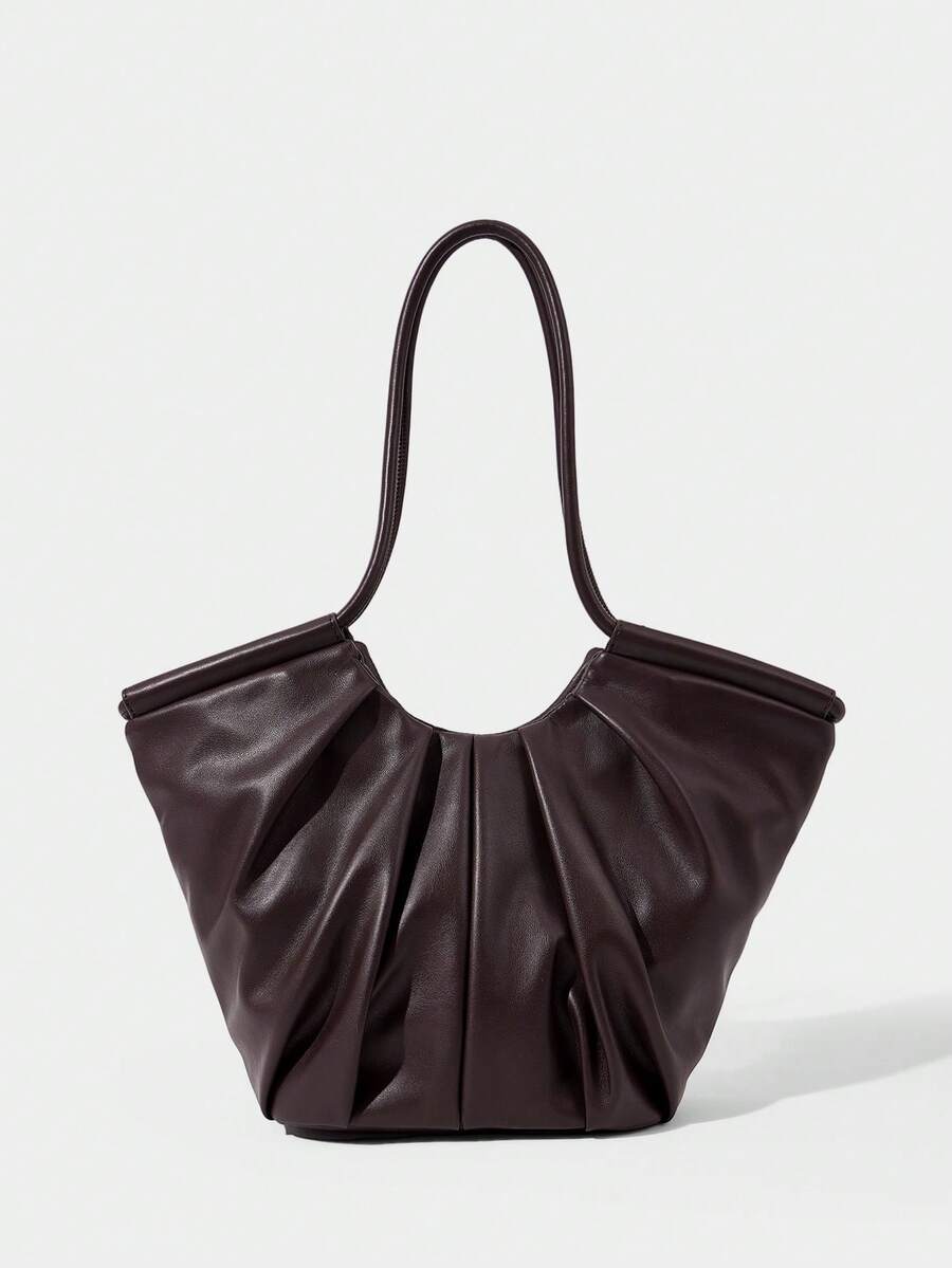 VOLANT — Ruffle Shoulder Tote Bag Red Violet