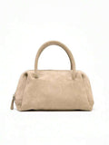 VELOURS — Suedette Boston Top Handle Bag Beige