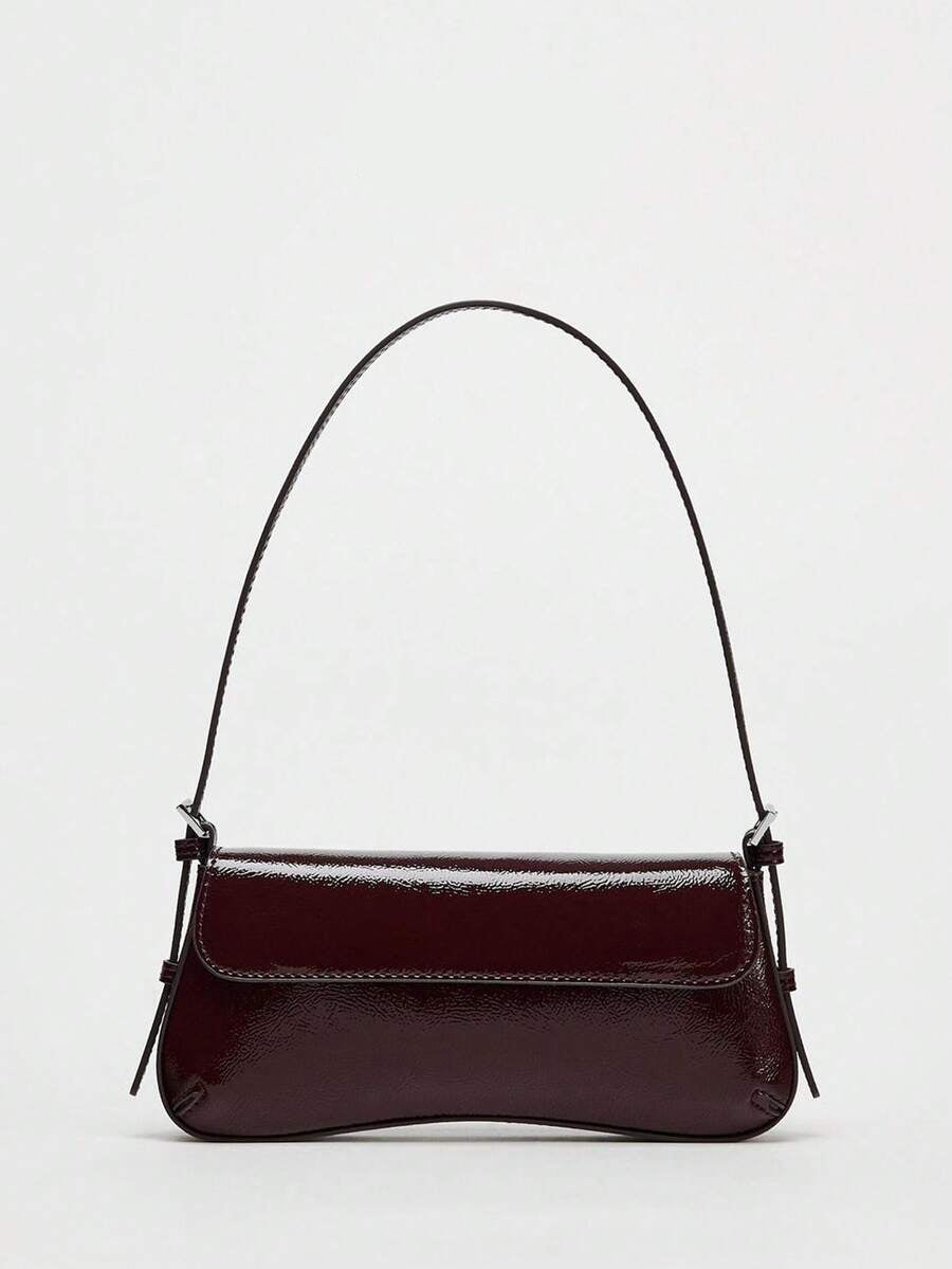 LAQUE — Glossy Patent Baguette Shoulder Bag