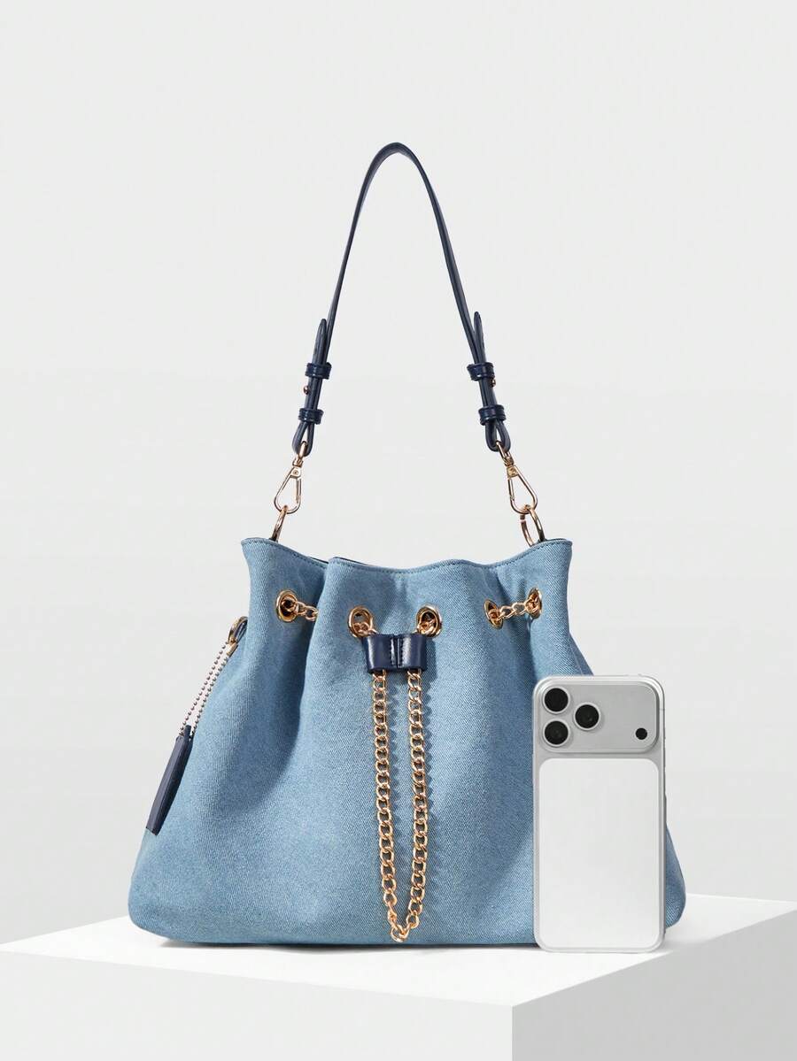 INDIGO — Chain Detail Bucket Bag