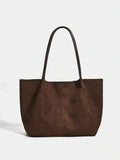 ALDA - Suede Tote Bag With Pouch Coffee