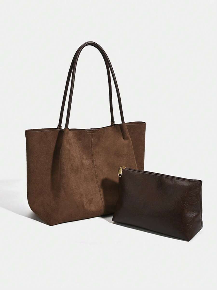ALDA - Suede Tote Bag With Pouch