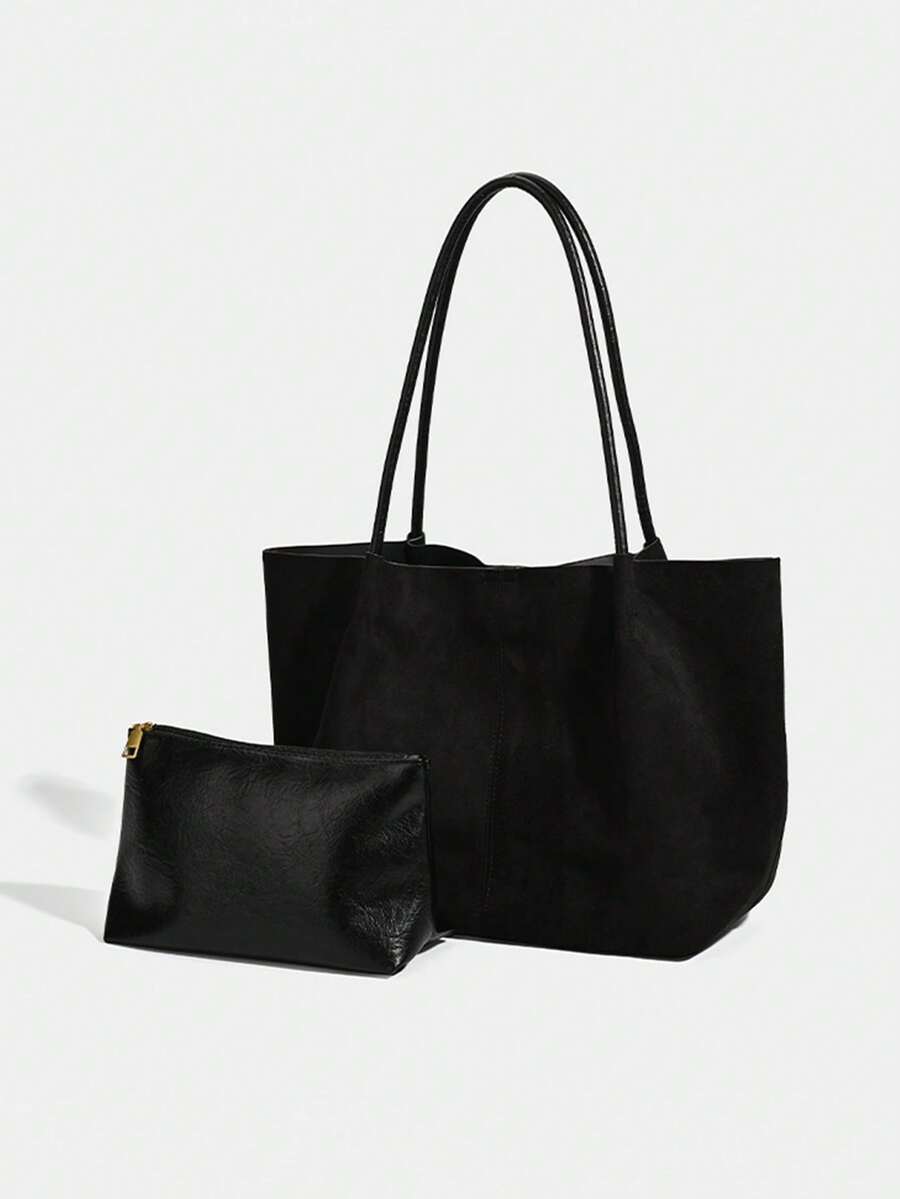 ALDA - Suede Tote Bag With Pouch