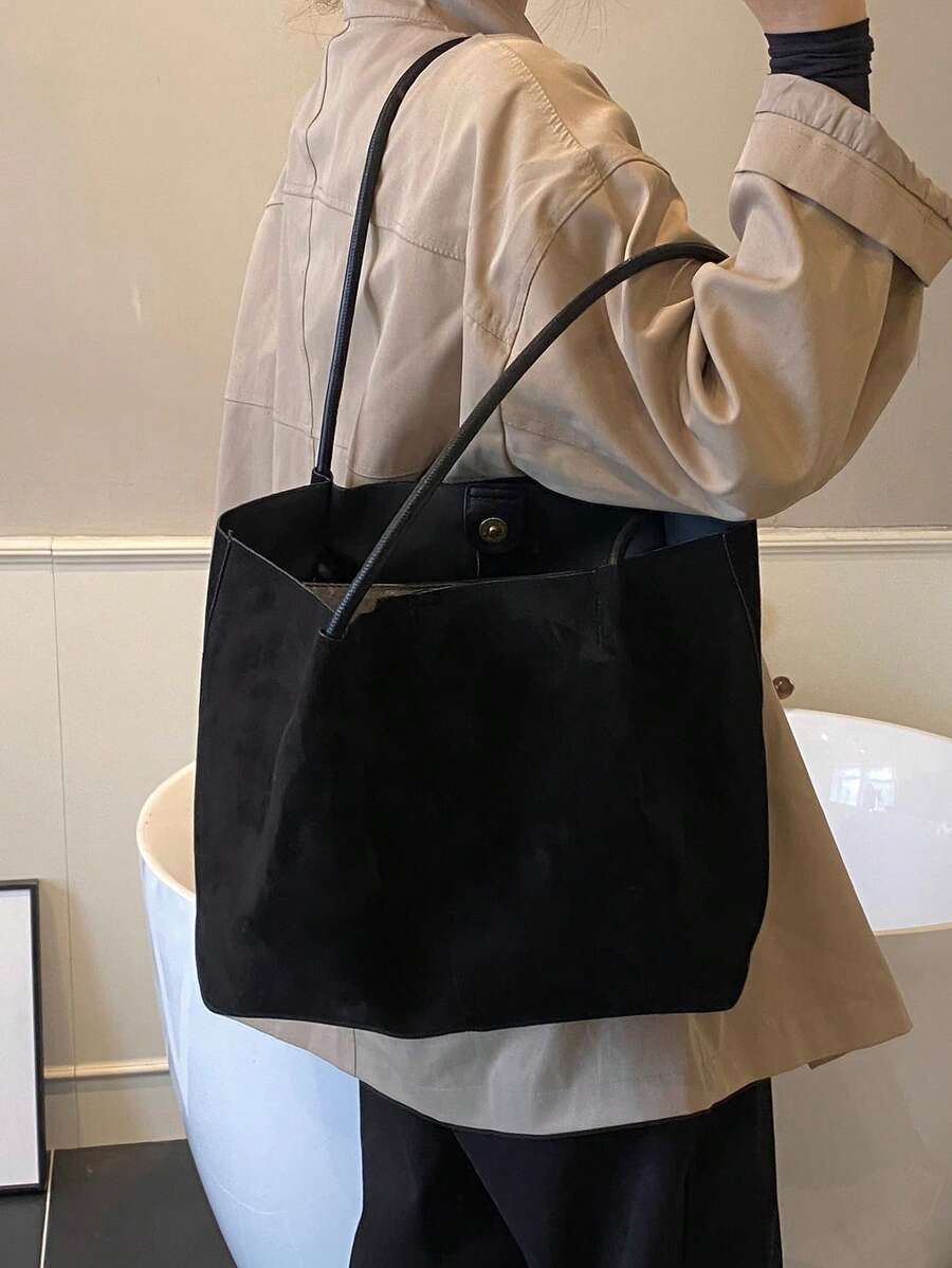 ALDA - Suede Tote Bag With Pouch