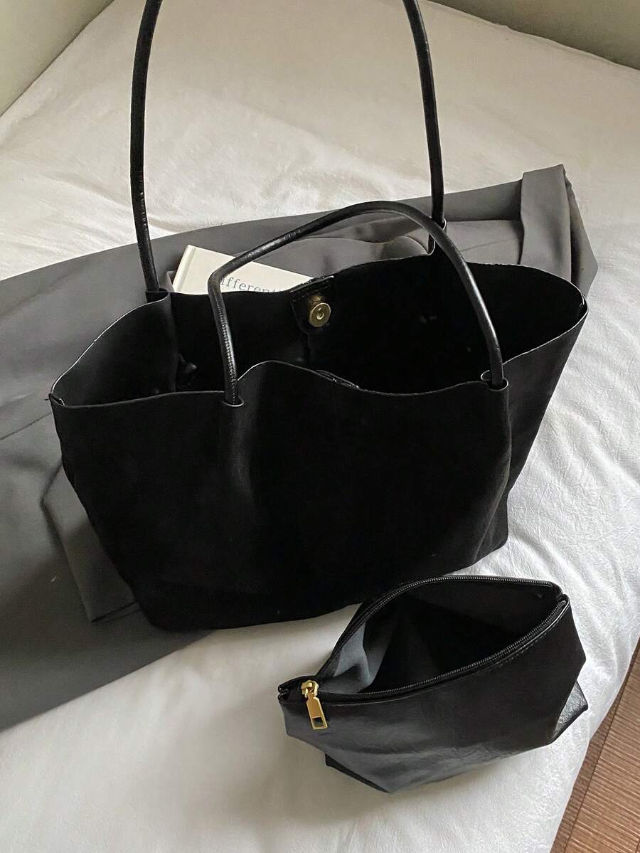 ALDA - Suede Tote Bag With Pouch