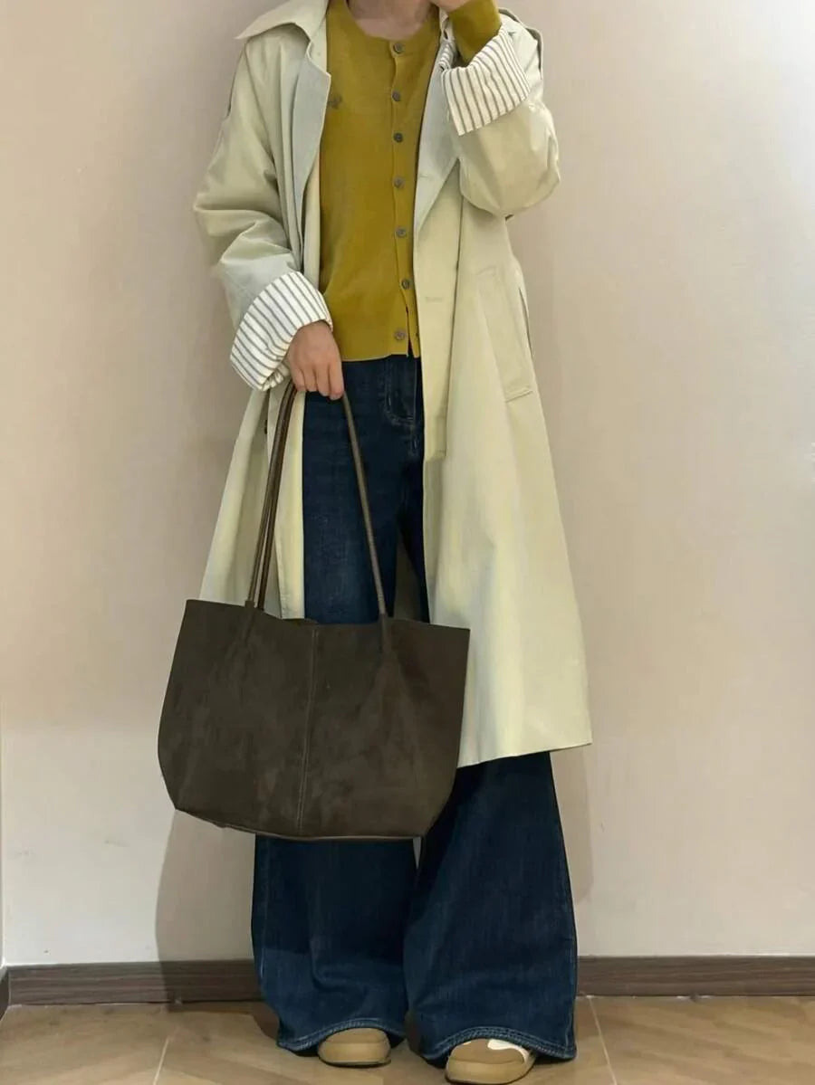 ALDA - Suede Tote Bag With Pouch