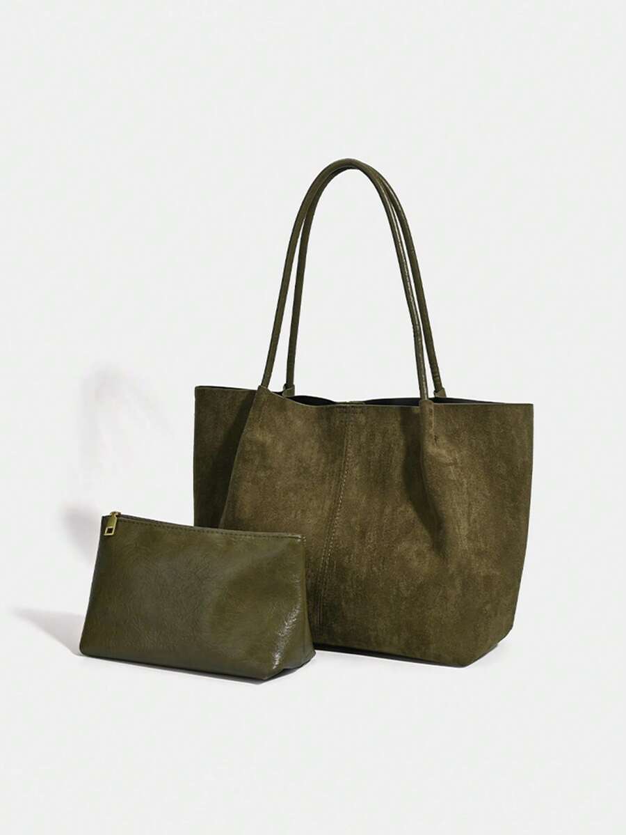 ALDA - Suede Tote Bag With Pouch