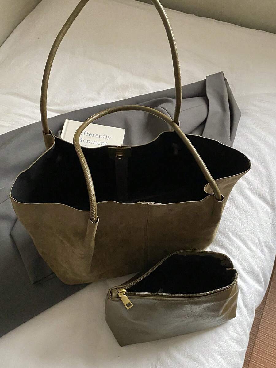 ALDA - Suede Tote Bag With Pouch