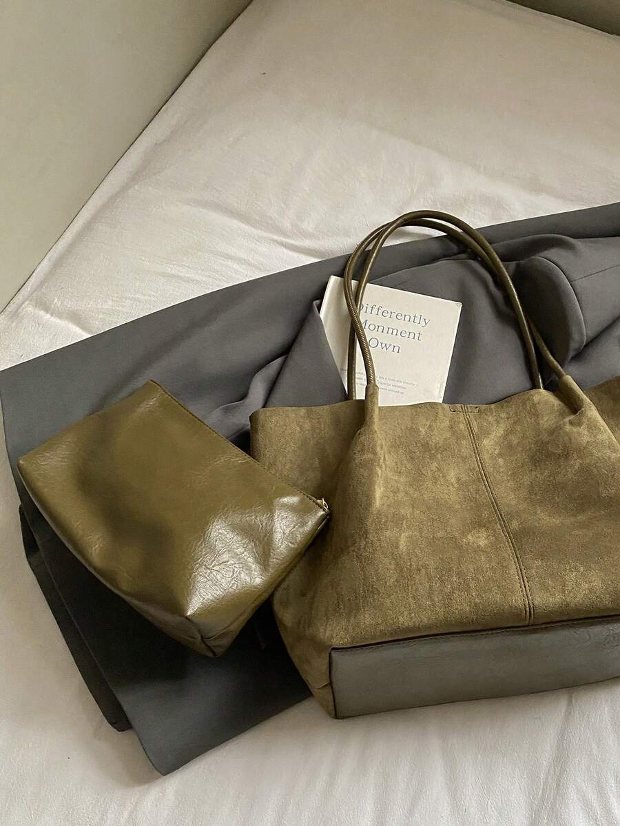ALDA - Suede Tote Bag With Pouch
