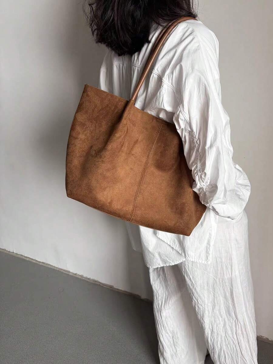 ALDA - Suede Tote Bag With Pouch