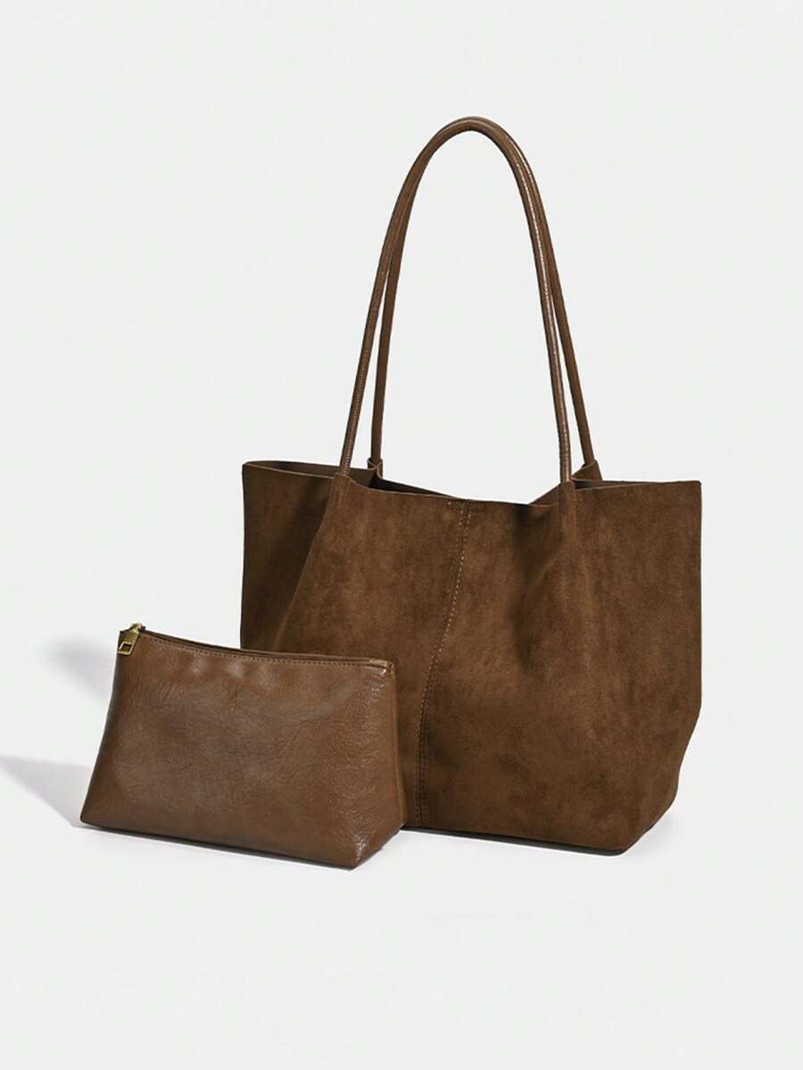 ALDA - Suede Tote Bag With Pouch