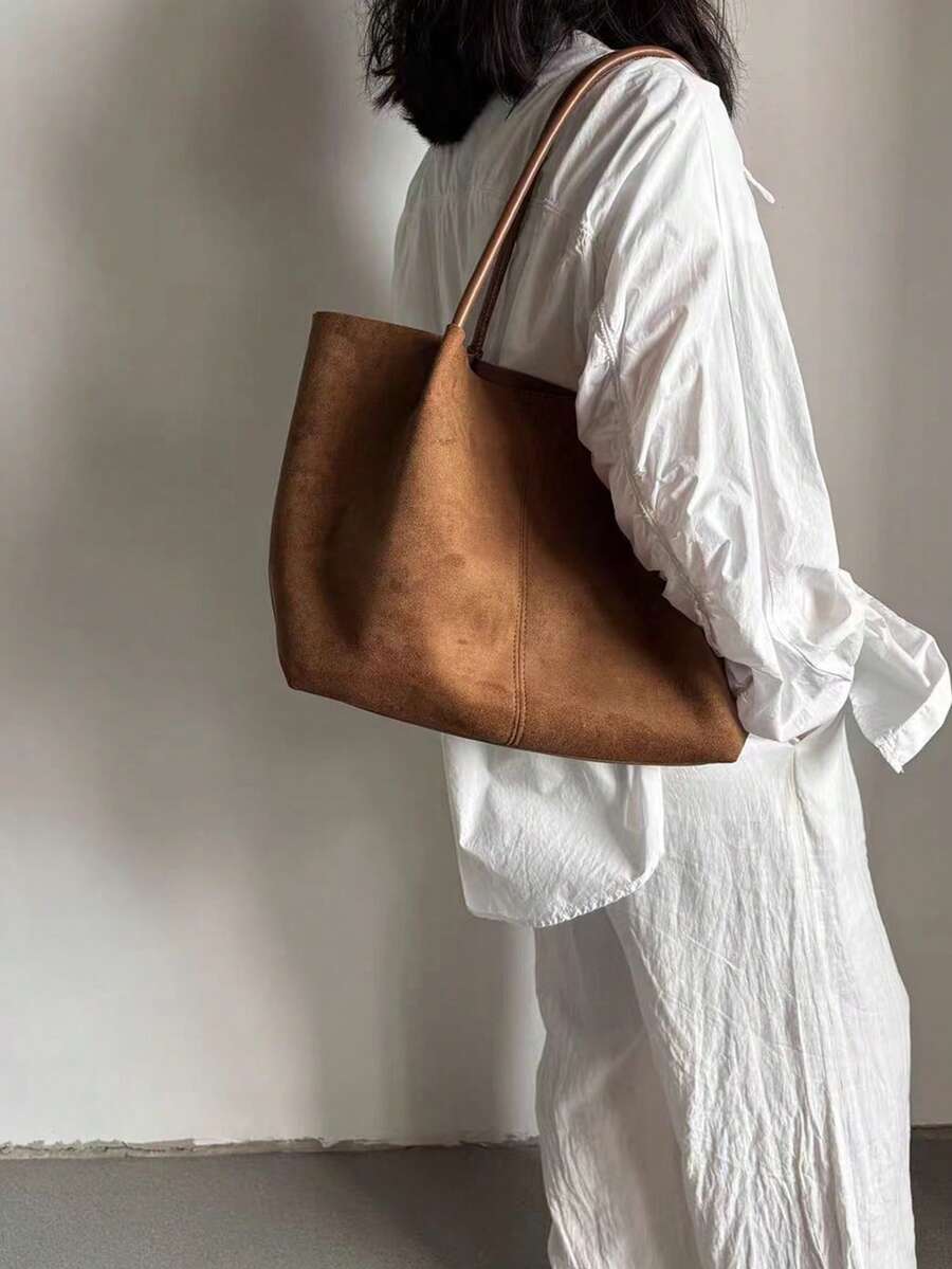 ALDA - Suede Tote Bag With Pouch