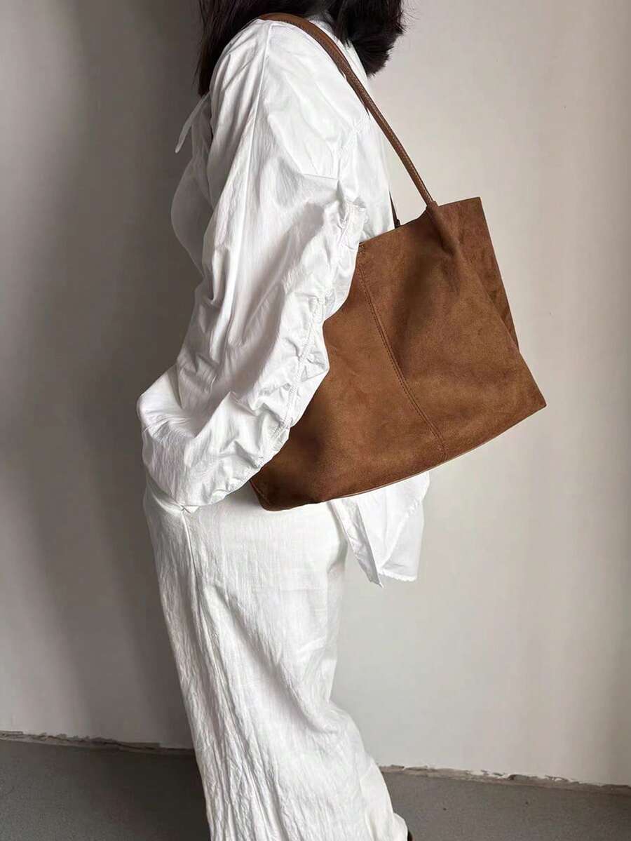 ALDA - Suede Tote Bag With Pouch
