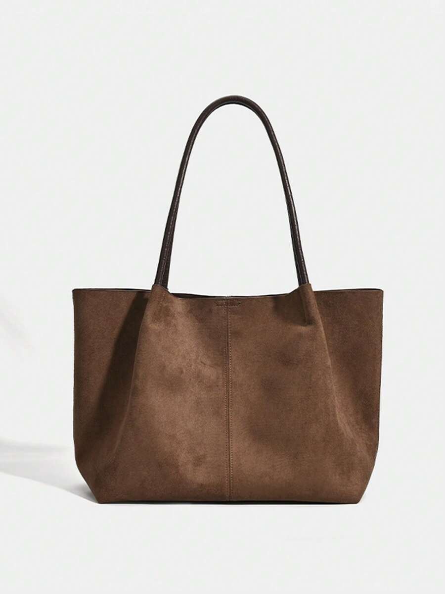 ALDA - Suede Tote Bag With Pouch Mocha